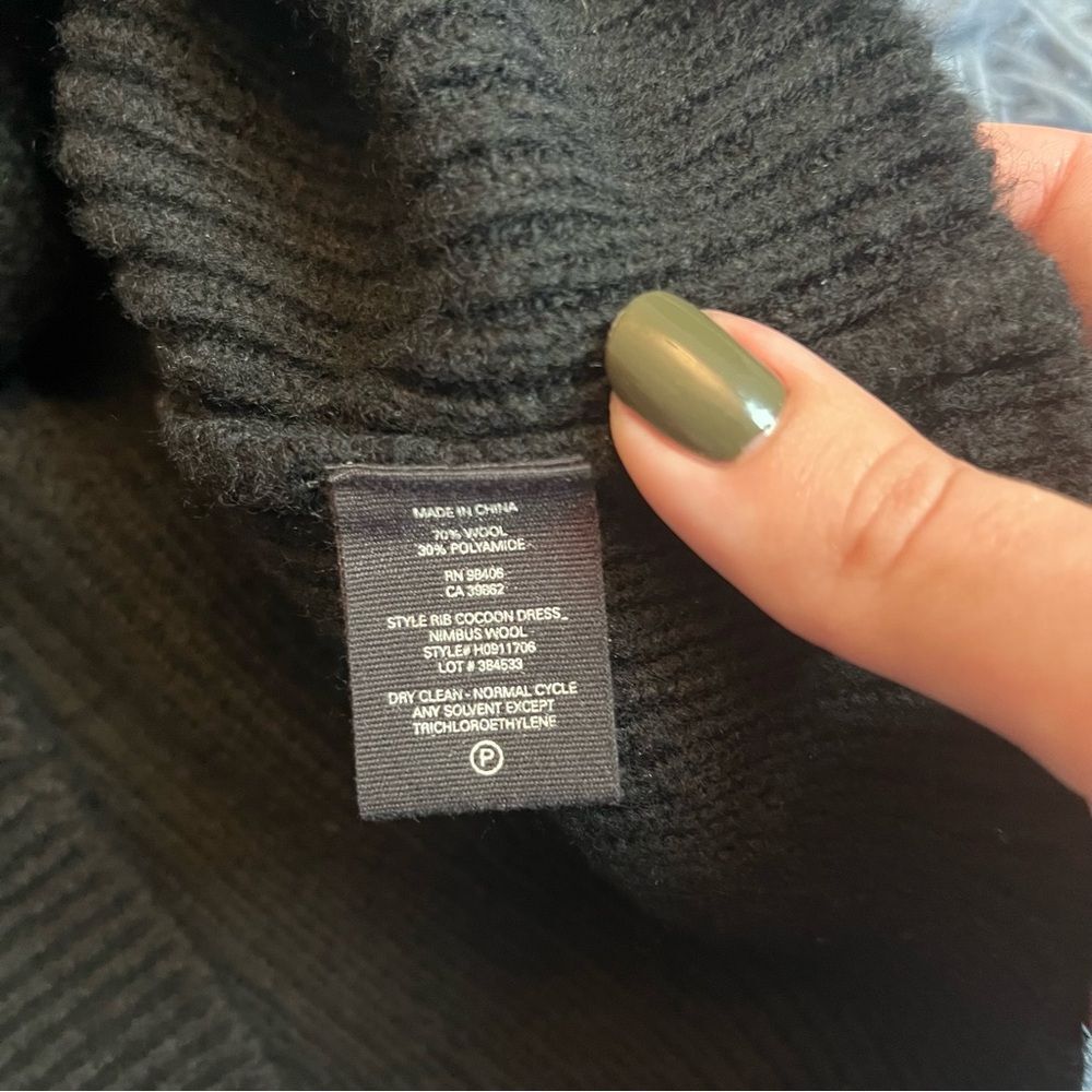 Theory Black Wool Ribbed Cocoon Dress Size S - Picture 6 of 6